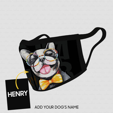 Personalized Dog Gift Idea - Bull Dog With Yellow Bow For Dog Lovers - Cloth Mask